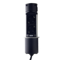 Мебельная розетка (вертикальная) 2 x 16, 2 x USB 2,4 А, металл + провод 3 x 1.5 mm2 EH-AR-306 Electro House